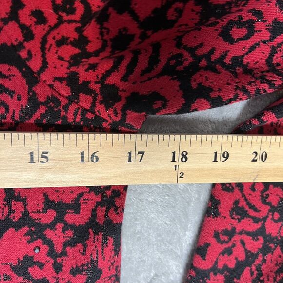 J. Jill Red‎ Black Sweater Rhinestones Damask Size XS - Picture 4 of 5